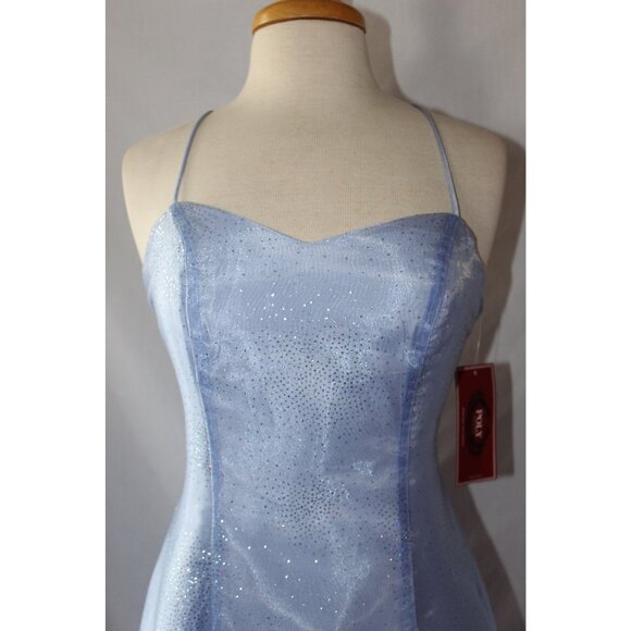 Poly USA #2264 Long Organza Formal Evening or Prom Gown-Size M-PERIWINKLE BLUE - Picture 4 of 7